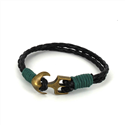 Bracciale intrecciato in pelle con ancora