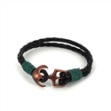 Bracciale intrecciato in pelle con ancora