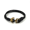 Bracciale intrecciato in pelle con ancora