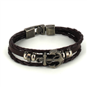 Bracciale intrecciato in pelle marrone scuro con ancora
