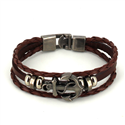 Bracciale intrecciato in pelle marrone con ancora